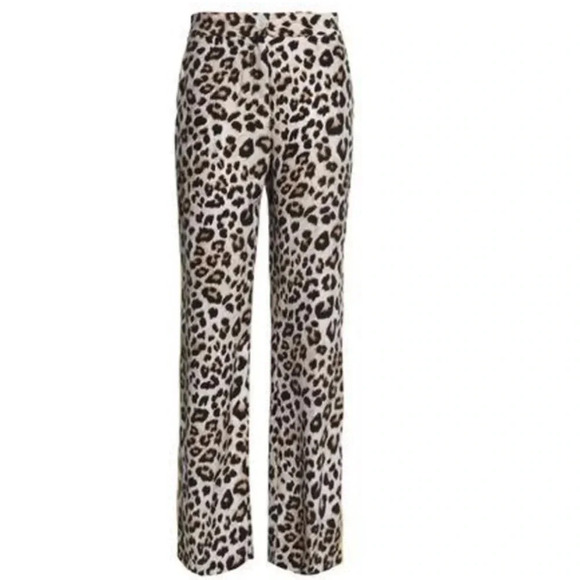 Equipment Pants - EQUIPMENT FEMME NEW Florence Straight Leg Silk Pants Leopard Print Trousers S